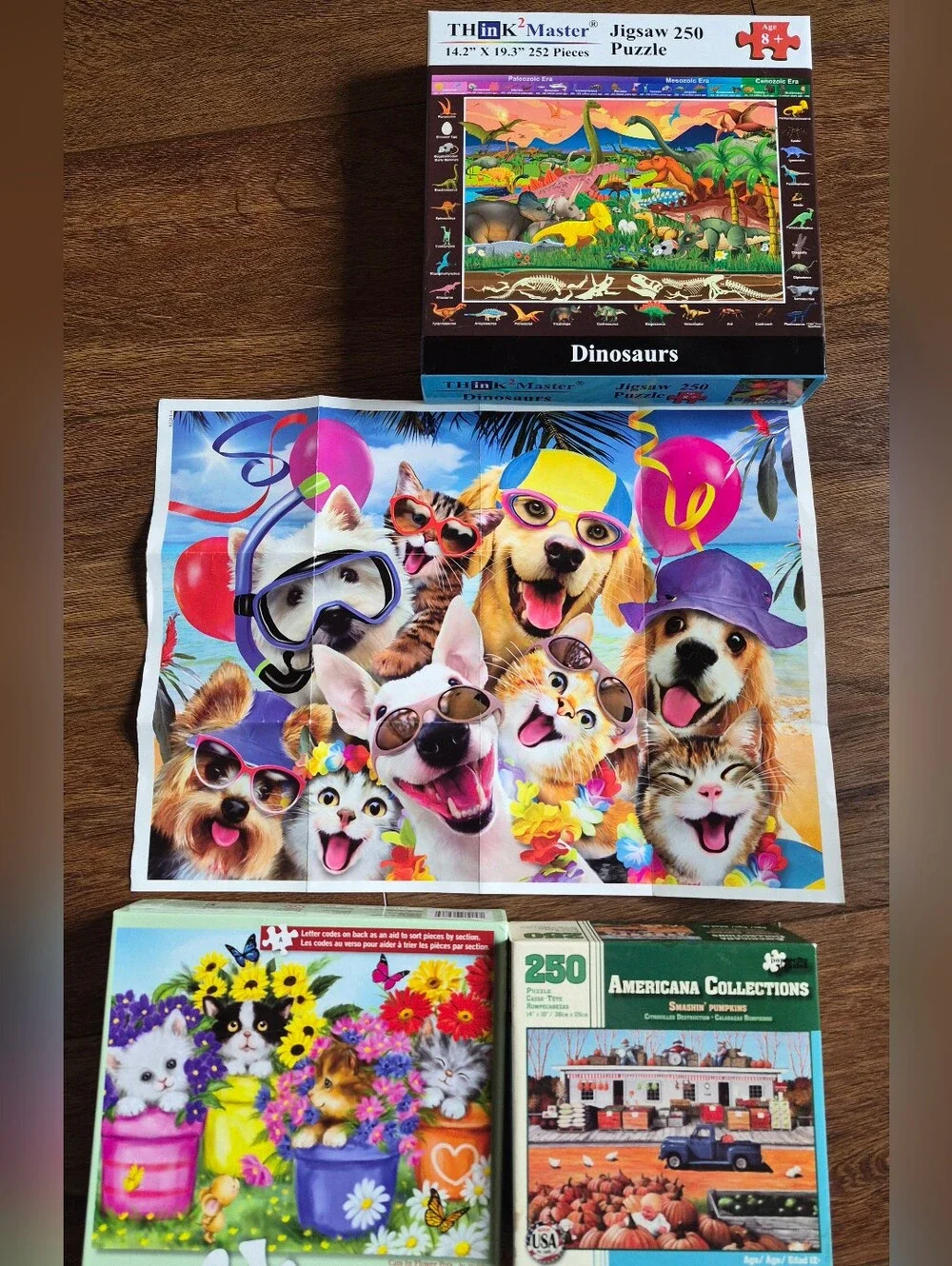 4 Puzzles 200-250 Pieces Animals & Dinosaurs